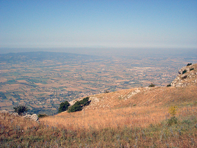 Assisi, Spello and the steep slopes of Mt. Subasio